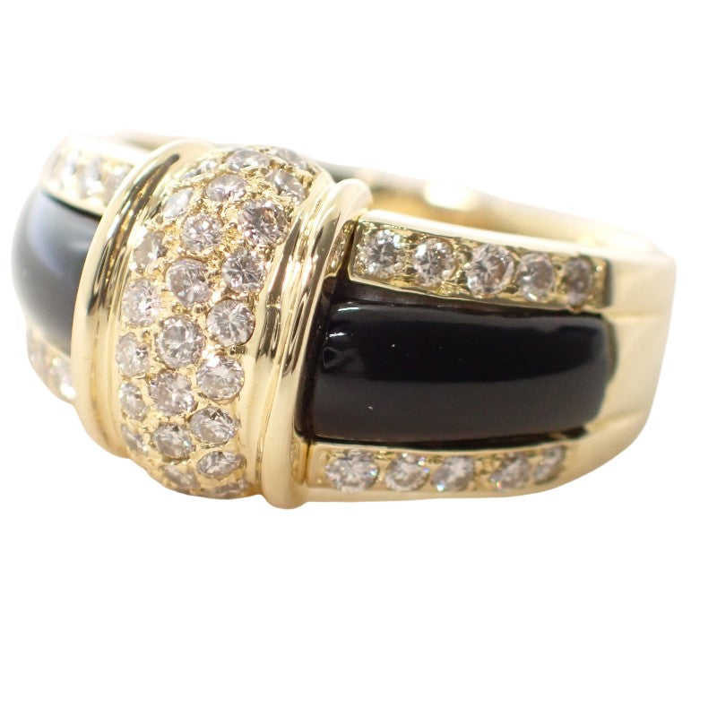 Design Jewelry Ring Onyx Black Diamonds K18 Yellow Gold No. 15 Women's [Used] [A Rank]