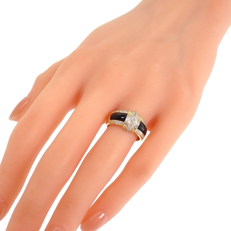 Design Jewelry Ring Onyx Black Diamonds K18 Yellow Gold No. 15 Women's [Used] [A Rank]