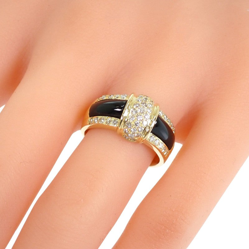 Design Jewelry Ring Onyx Black Diamonds K18 Yellow Gold No. 15 Women's [Used] [A Rank]