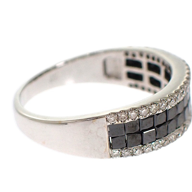 Designer Jewelry 19 Ring K18 White Gold Diamond Black Diamond Men's [Used] [A Rank]
