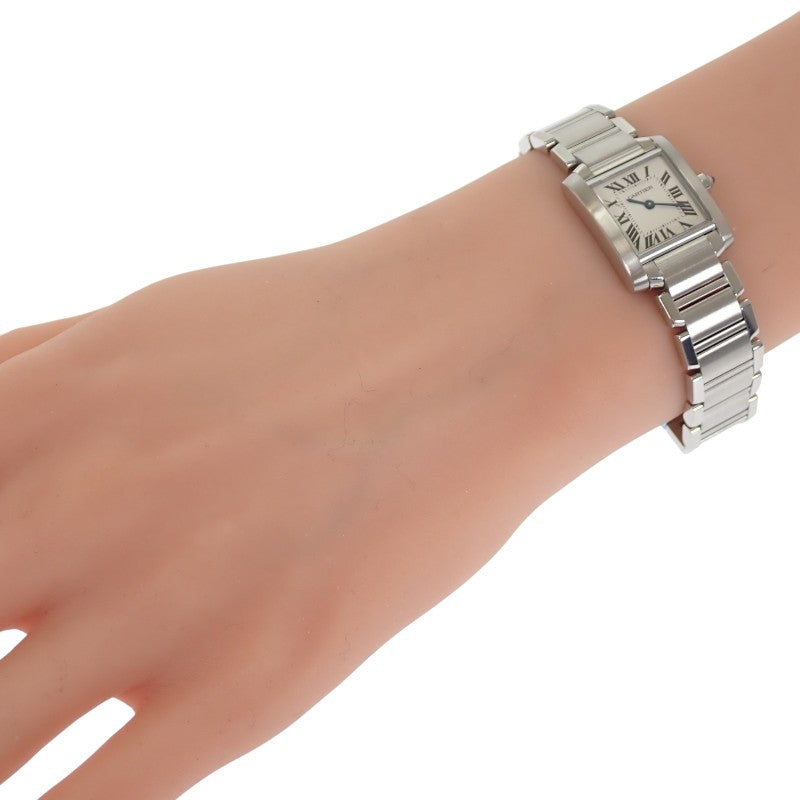 カルティエ CARTIER タンクフランセーズSM W51008Q3 腕時計 ステンレススチール クオーツ シルバー文字盤 レディース【中古】【Aランク】