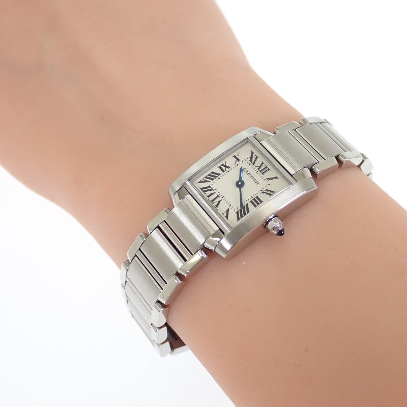 カルティエ CARTIER タンクフランセーズSM W51008Q3 腕時計 ステンレススチール クオーツ シルバー文字盤 レディース【中古】【Aランク】
