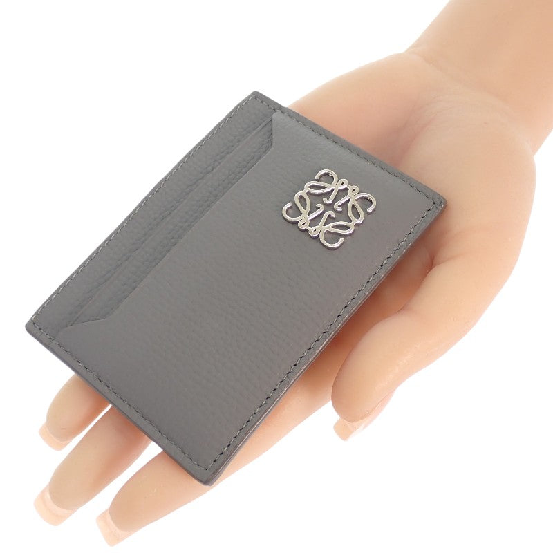LOEWE Anagram Plain Card Holder C821075X01 Card Case Calf Grey Silver Hardware Women's Men's [Used] [A Rank]