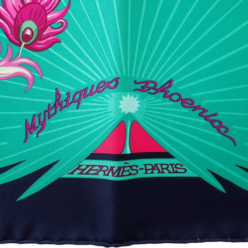 Hermès Carre 90 Mythiques phoenix The Myth of the Phoenix Scarf Silk Pink Green Multicolor Women's [Used] [SA Rank]