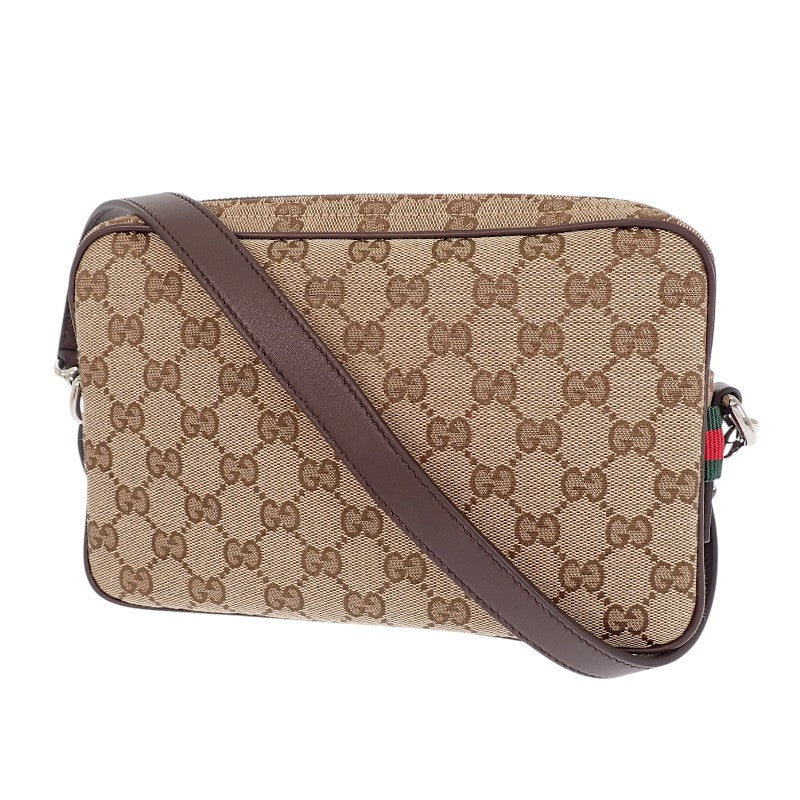 グッチ GUCCI スモール クロスボディバッグ 834802 ボディバッグ ショルダーバッグ セカンドバッグ GGキャンバス ベージュ ダークブラウン メンズ レディース【中古】【Aランク】