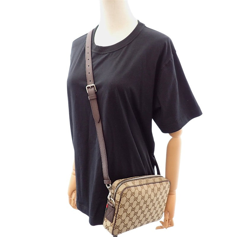 Gucci Small Crossbody Bag 834802 Body Bag Shoulder Bag Second Bag GG Canvas Beige Dark Brown Men's Women's [Used] [A Rank]