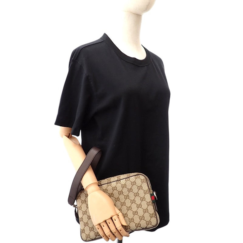 Gucci Small Crossbody Bag 834802 Body Bag Shoulder Bag Second Bag GG Canvas Beige Dark Brown Men's Women's [Used] [A Rank]