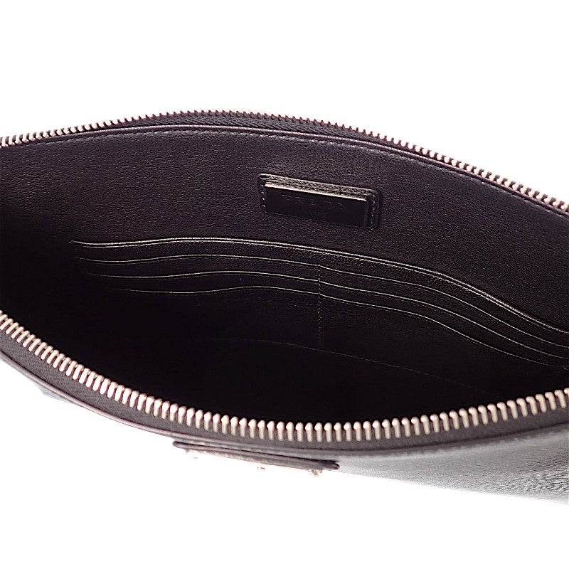 PRADA Saffiano Triangle Logo 2NG001 Clutch Bag Second Bag Saffiano Black Silver Hardware Men's [Used] [AB Rank]