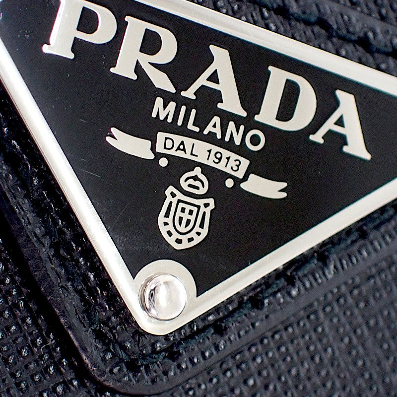 PRADA Saffiano Triangle Logo 2NG001 Clutch Bag Second Bag Saffiano Black Silver Hardware Men's [Used] [AB Rank]