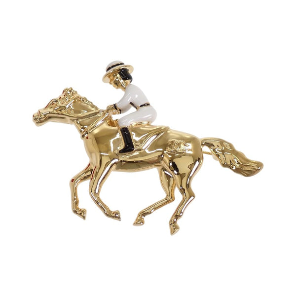 シャネル CHANEL ココマーク ホース＆ジョッキー 馬モチーフ G26C刻印 ブローチ メタル ゴールド レディース【中古】【Aランク】