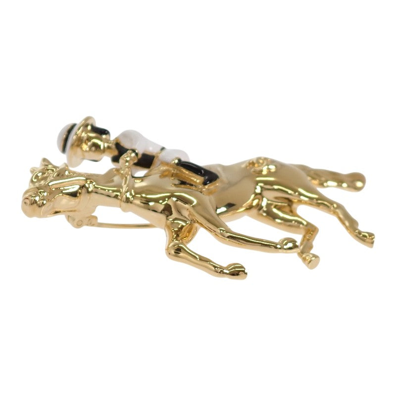 CHANEL Coco Mark Horse & Jockey Horse Motif G26C Engraved Brooch Metal Gold Women's