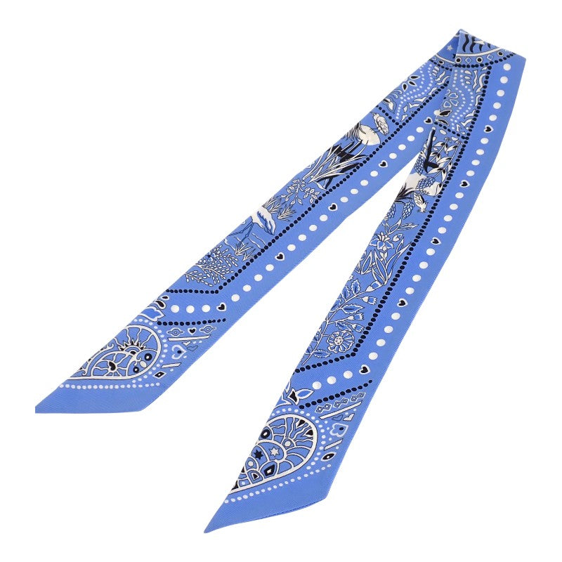 エルメス HERMES ツイリー Entre Ciel et mer Bandana 空と海の間 スカーフ シルク ブルー レディース【中古】【ABランク】