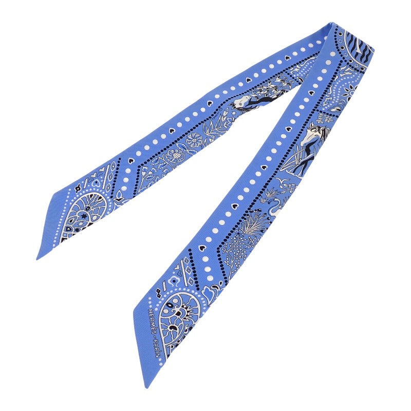 Hermès Twilly Entre Ciel et mer Bandana Scarf Silk Blue Women's [Used] [AB Rank]