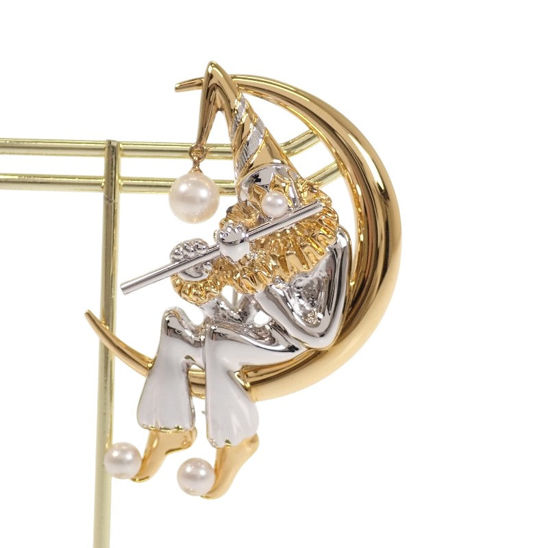 ミキモト MIKIMOTO ピエロ パール ブローチ シルバー925 アコヤ真珠 GP シルバー ゴールド アコヤ真珠 レディース【中古】【Aランク】