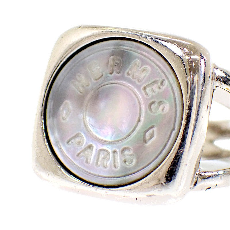 Hermès HERMES Colisée Sellier Ring, Size 10, Metal, Silver, Women's [Used] [AB Rank]