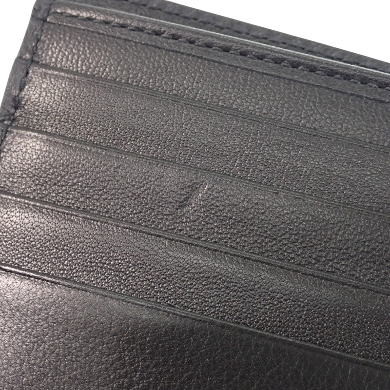 Christian Dior Compact Wallet Logo Embroidery Bifold Wallet Leather Black Men's【Used】【AB Rank】