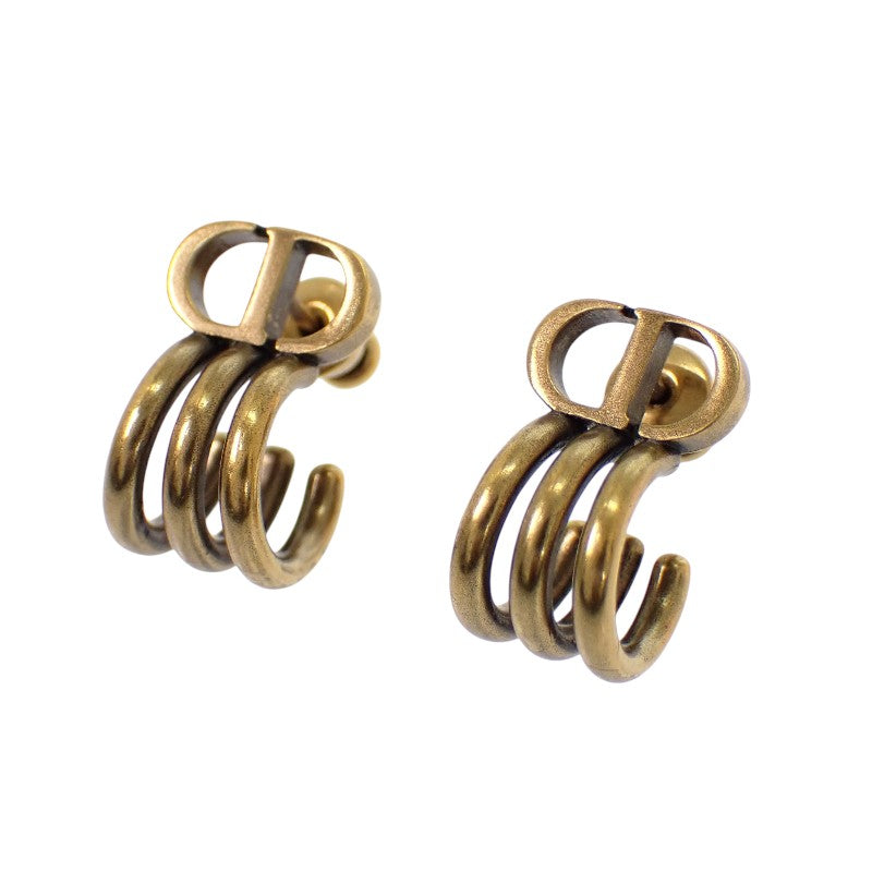 ディオール Dior 30 Montaigne 3連フープ ヴィンテージ風 ピアス メタル アンティークゴールド レディース【中古】【ABランク】