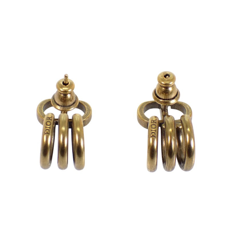 ディオール Dior 30 Montaigne 3連フープ ヴィンテージ風 ピアス メタル アンティークゴールド レディース【中古】【ABランク】