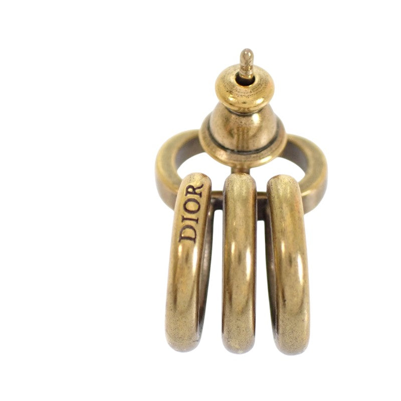 ディオール Dior 30 Montaigne 3連フープ ヴィンテージ風 ピアス メタル アンティークゴールド レディース【中古】【ABランク】