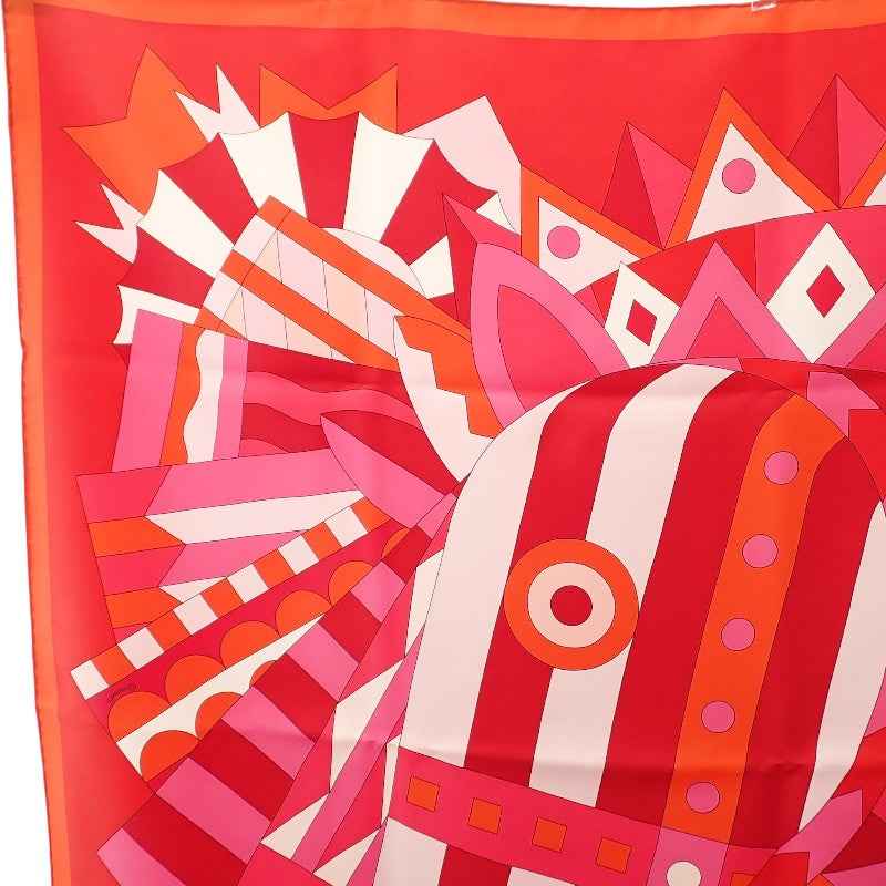 エルメス HERMES カレ90 cheval・de・fete スカーフ シルク レッド系