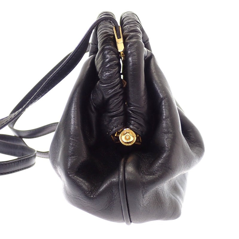 Celine CELINE Clasp Shoulder Bag Old Vintage Shoulder Bag Leather Black Gold Hardware Women's [Used] [AB Rank]