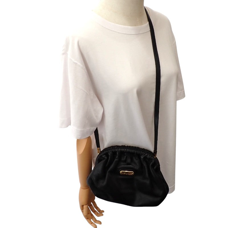 Celine CELINE Clasp Shoulder Bag Old Vintage Shoulder Bag Leather Black Gold Hardware Women's [Used] [AB Rank]