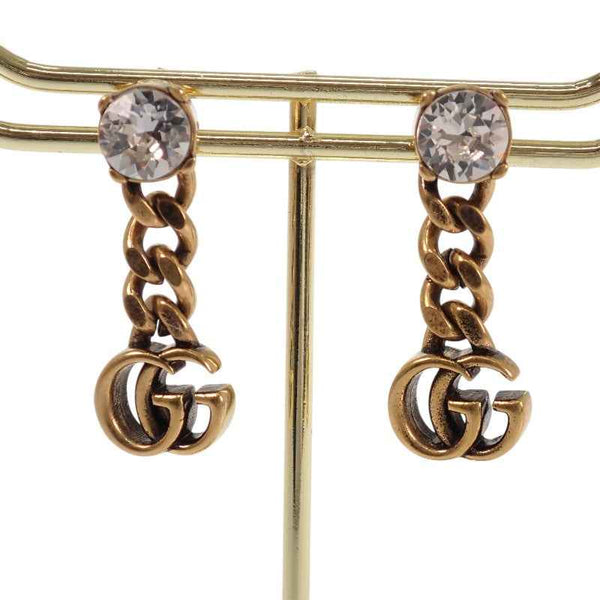 グッチ GUCCI クリスタル ダブルG 645683J1D508062 ピアス メタル クリスタル エイジングゴールド レディース【中古】【ABランク】