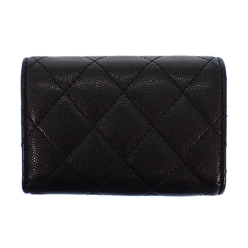シャネル CHANEL クラシック スモール フラップ ウォレット AP0230 三つ折り財布 キャビアスキン ブラック ゴールド金具 レディース【中古】【ABランク】