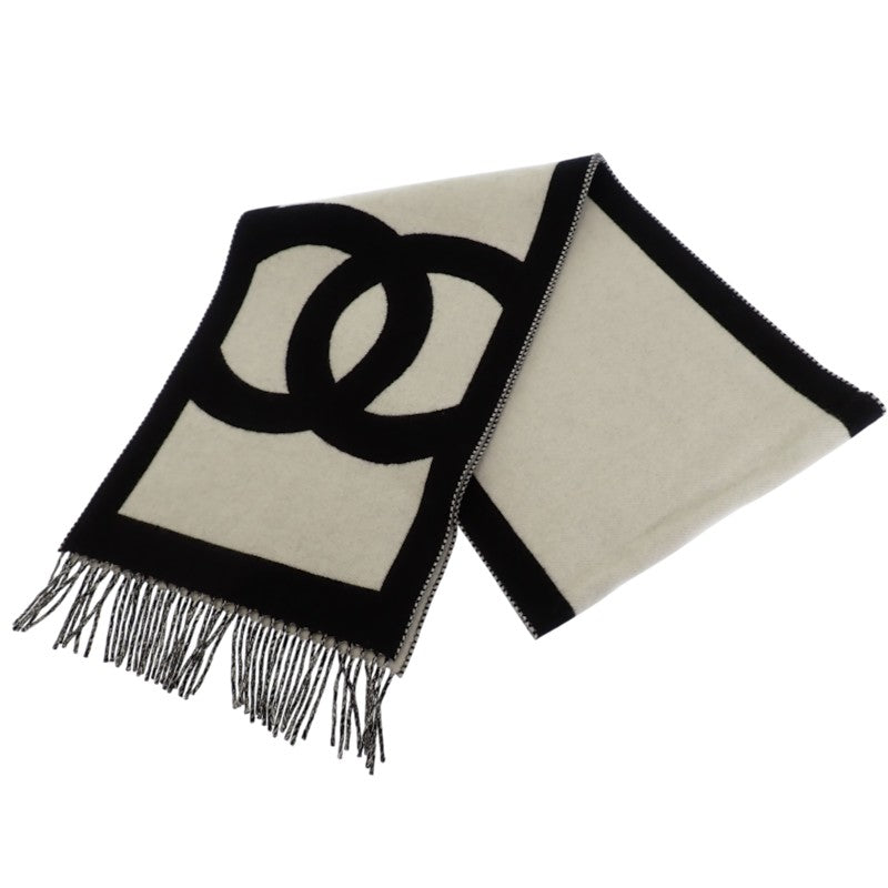 シャネル CHANEL ココマーク カシミヤスカーフ AAB837-B23679-U8050 マフラー カシミヤ ブラック ホワイト レディース【中古】【Aランク】