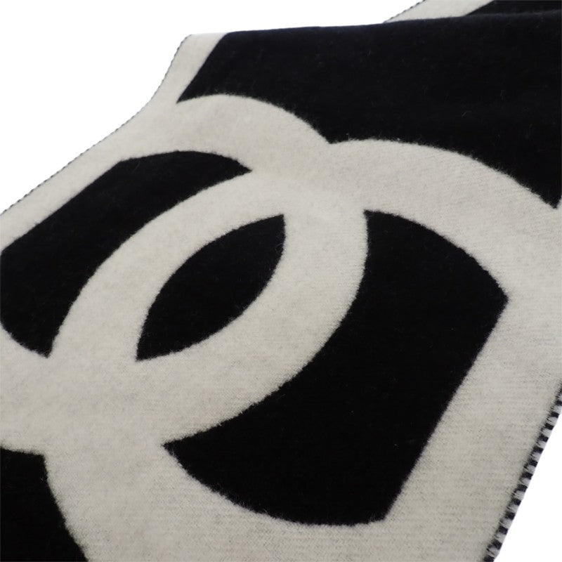 シャネル CHANEL ココマーク カシミヤスカーフ AAB837-B23679-U8050 マフラー カシミヤ ブラック ホワイト レディース【中古】【Aランク】