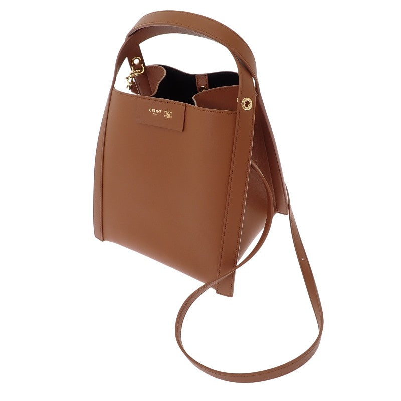 Celine CELINE Small Cubo Bag 124182T83.GFY5 2WAY Bag Handbag Shoulder Bag Calf Brown Soft Tan Gold Hardware Women's [Used] [A Rank]