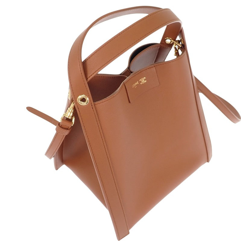 Celine CELINE Small Cubo Bag 124182T83.GFY5 2WAY Bag Handbag Shoulder Bag Calf Brown Soft Tan Gold Hardware Women's [Used] [A Rank]