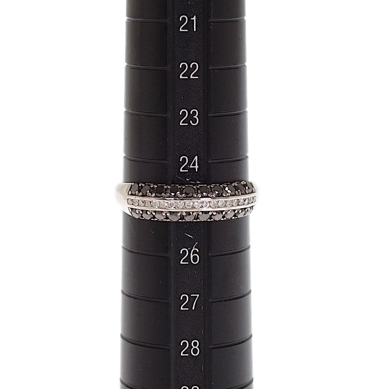Design Jewelry 25 Ring K18 White Gold Diamond Black Diamond Men's [Used] [A Rank]