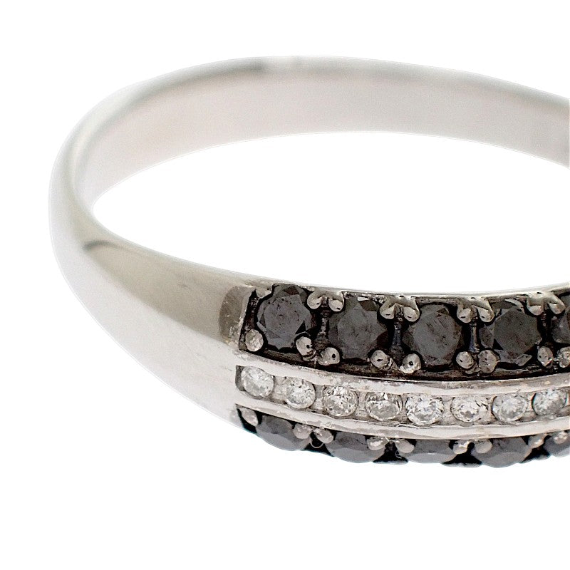 Design Jewelry 25 Ring K18 White Gold Diamond Black Diamond Men's [Used] [A Rank]
