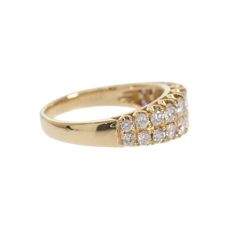 Designer Jewelry Half Pave Ring, Size 12, K18 Yellow Gold Diamond Women's