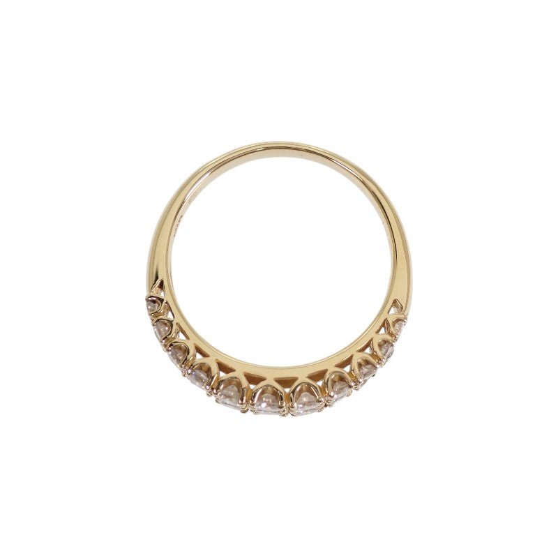 Designer Jewelry Half Pave Ring, Size 12, K18 Yellow Gold Diamond Women's