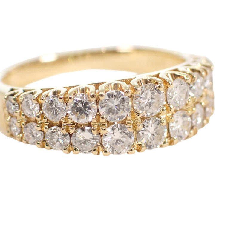 Designer Jewelry Half Pave Ring, Size 12, K18 Yellow Gold Diamond Women's