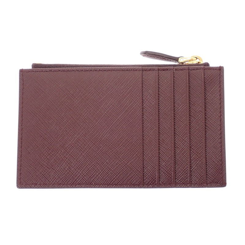 プラダ PRADA トライアングル 1MC086_QHH_F0007 カードケース サフィアーノ ボルドー バーガンディ ゴールド金具 レディース【中古】【Aランク】