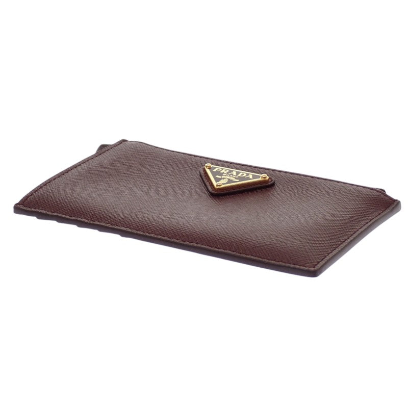 プラダ PRADA トライアングル 1MC086_QHH_F0007 カードケース サフィアーノ ボルドー バーガンディ ゴールド金具 レディース【中古】【Aランク】