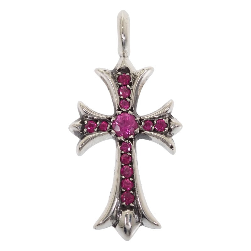 クロムハーツ CHROME HEARTS タイニーCH クロスチャーム 2000 ペンダントトップ シルバー925 ピンクサファイヤ メンズ レディース【中古】【Aランク】