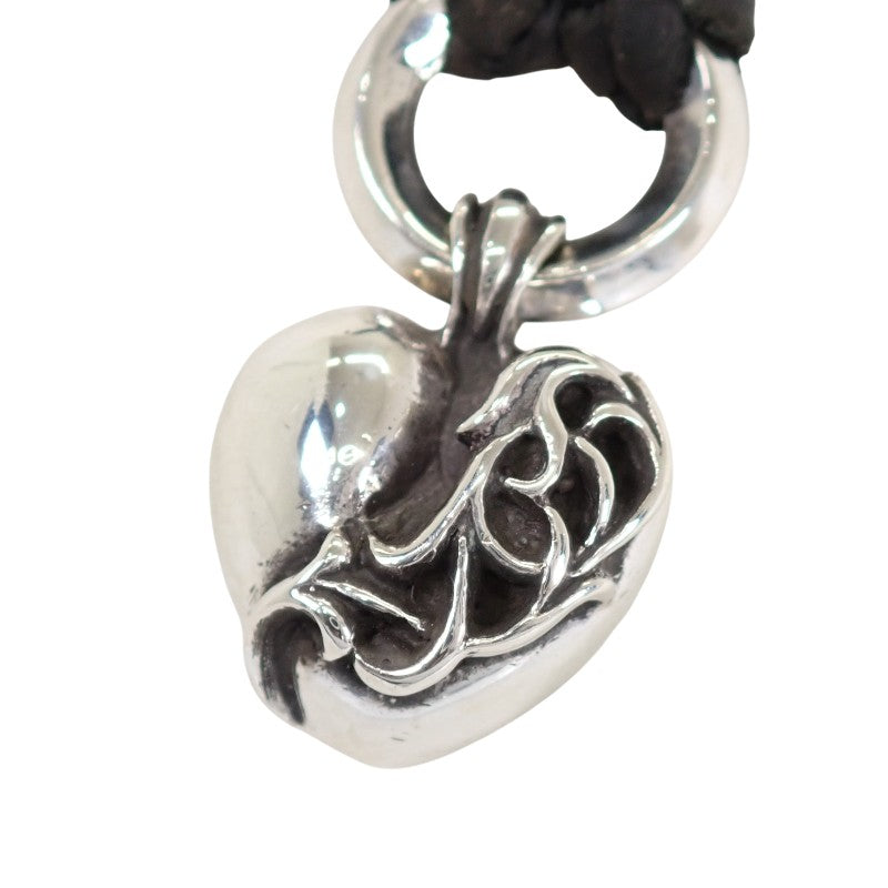 クロムハーツ CHROME HEARTS ハート レザーブレイド ネックレス シルバー925 レザー メンズ【中古】【ABランク】
