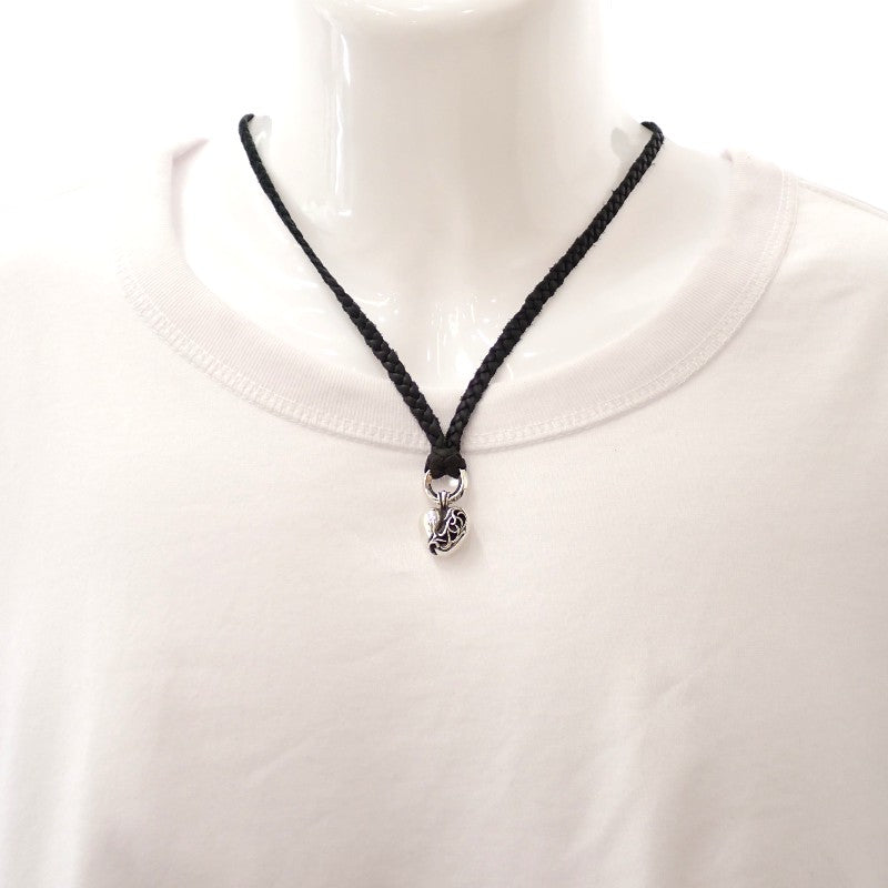 クロムハーツ CHROME HEARTS ハート レザーブレイド ネックレス シルバー925 レザー メンズ【中古】【ABランク】