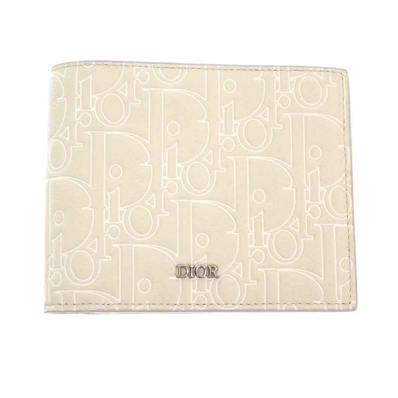 クリスチャンディオール Christian Dior グラビティ 2つ折りウォレット 2ESBH027FGP_H140 二つ折り財布 カーフ ベージュ メンズ【中古】【Aランク】
