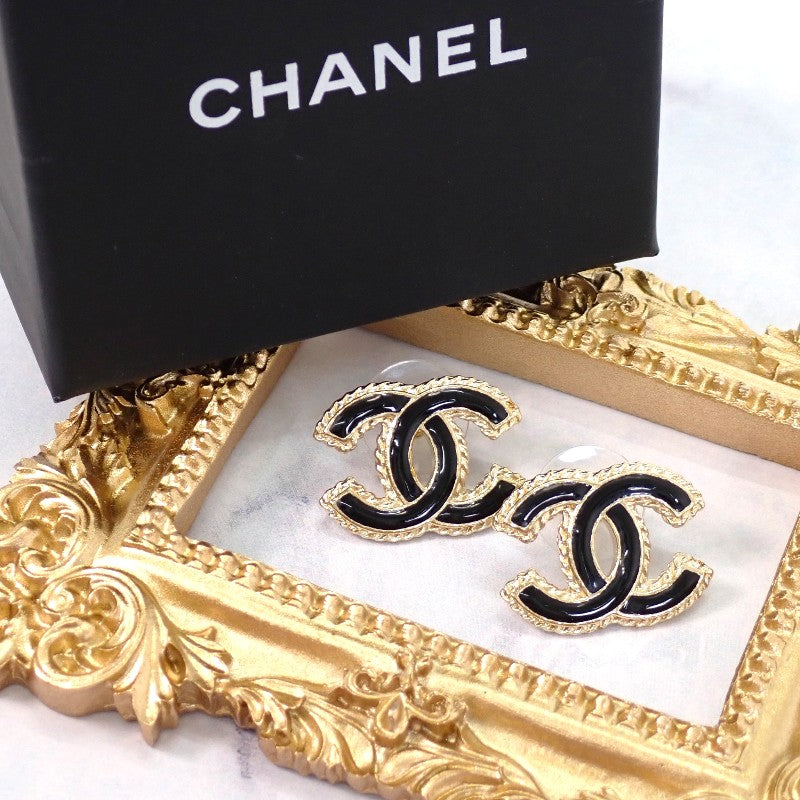 シャネル CHANEL ココマーク ABC528_B16134 ピアス メタル ゴールド ブラック レディース【中古】【Aランク】