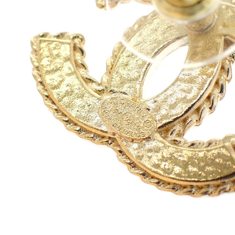 Chanel Coco Mark ABC528_B16134 Earrings Metal Gold Black Women's [Used] [A Rank]