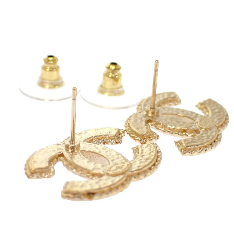 Chanel Coco Mark ABC528_B16134 Earrings Metal Gold Black Women's [Used] [A Rank]