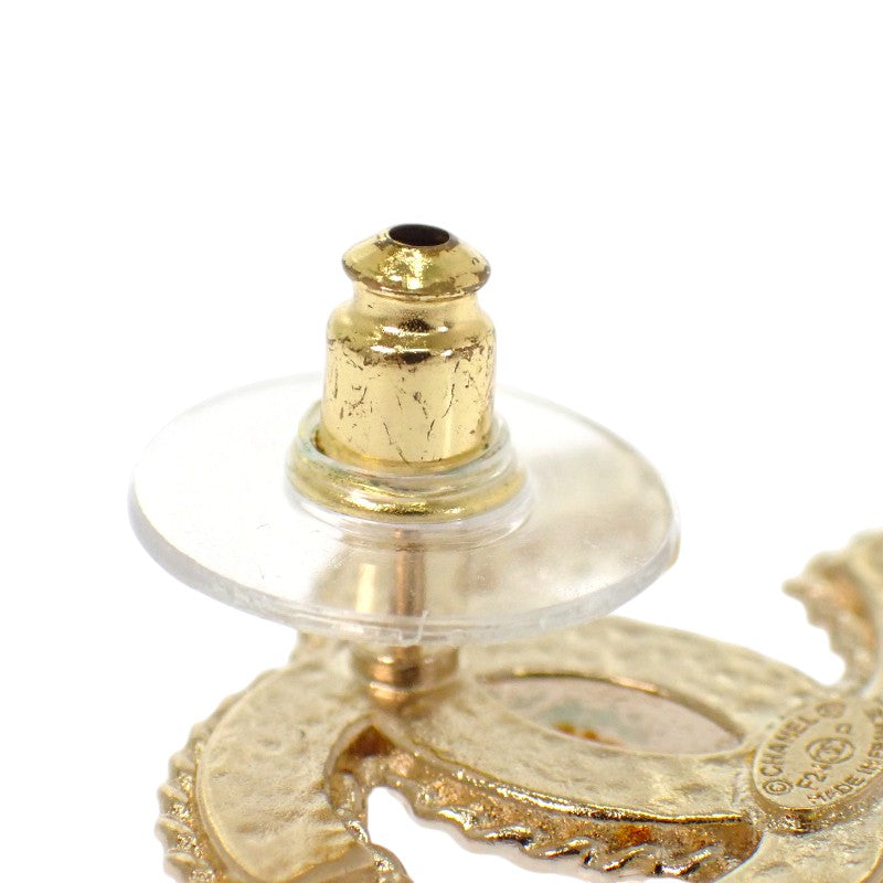 Chanel Coco Mark ABC528_B16134 Earrings Metal Gold Black Women's [Used] [A Rank]