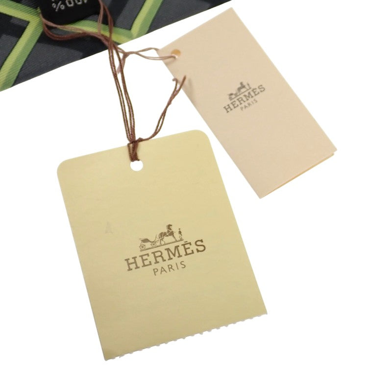 エルメス HERMES チェック柄 5309TA ネクタイ シルク グレー イエロー