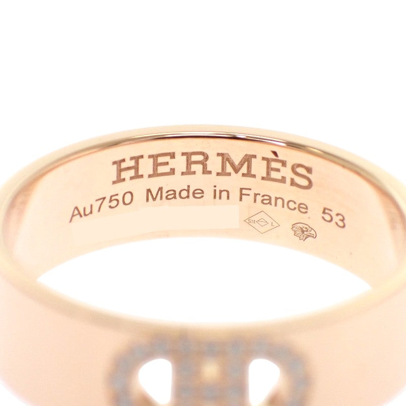 HERMES H Curiosite PM #13 Ring K18 Pink Gold Diamond Women's [Used] [A Rank]