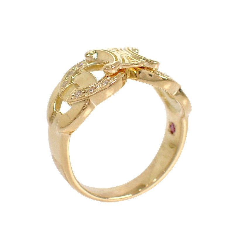 【Negotiating/Orders Not Accepted from Unauthorized Buyers】Celine CELINE Macadam Ring K18 Yellow Gold Diamond Ruby Size 13 Women's Men's 【Used】【A Rank】